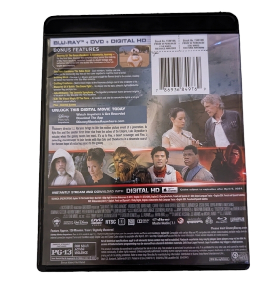 2 for $10 DVDs!! Star Wars The Force Awakens-  BLU-RAY + DVD + Digital - Picture 3 of 3